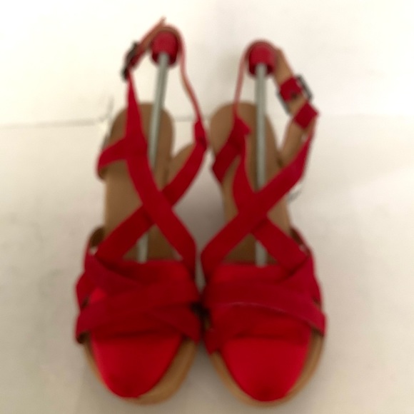 Marks & Spencer red suede sandals straps lightweight platform wedges Eur42 US 11 - Picture 2 of 6